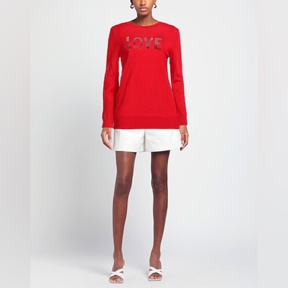 ZADIG&VOLTAIRE Red Merino Wool Love Print Sweater - Picture 1 of 10